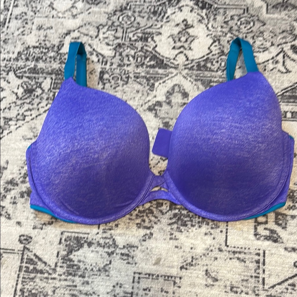 Victoria's Secret Purple Bra with teal accents Perfect Shape 34 DDD NWOT